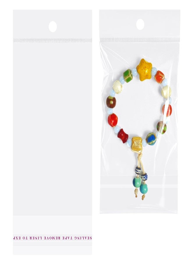 Morepack 3x5 Inches Hanging Hole Self Sealing Cellophane Bags Self Adhesive, 100 Pieces Clear Resealable Cellophane Bags with hanging header for Jewelry Earring Necklace - Image 1
